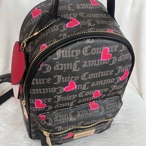 Juicy Couture Black Backpack with Pink Hearts